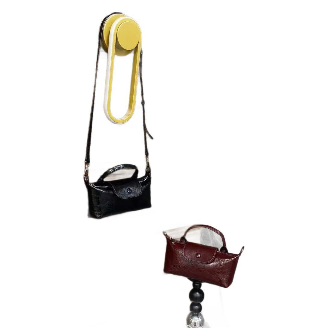 Oil Wax Cowhide Mini Dumpling Hand Bags