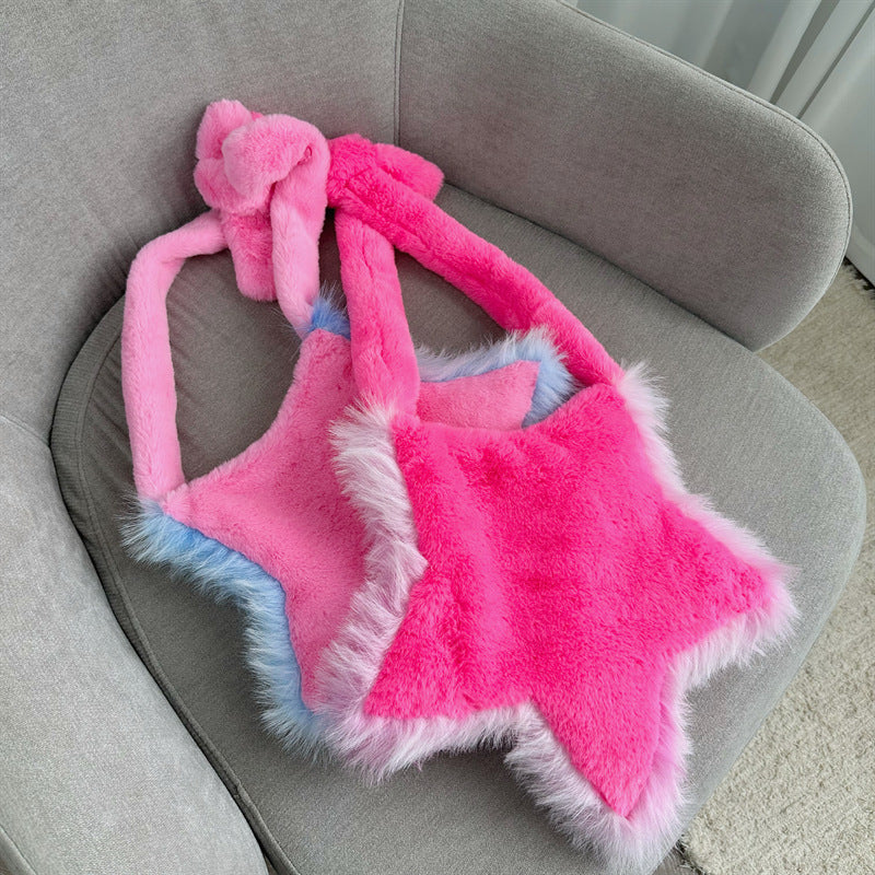 Plush Five-pointed Star Fur Millennium Sweet Handbags