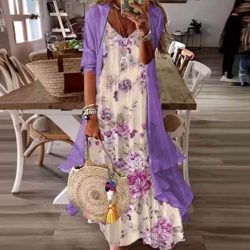 Women's Summer Print Holiday Suspender Dress Indian Style Dresses