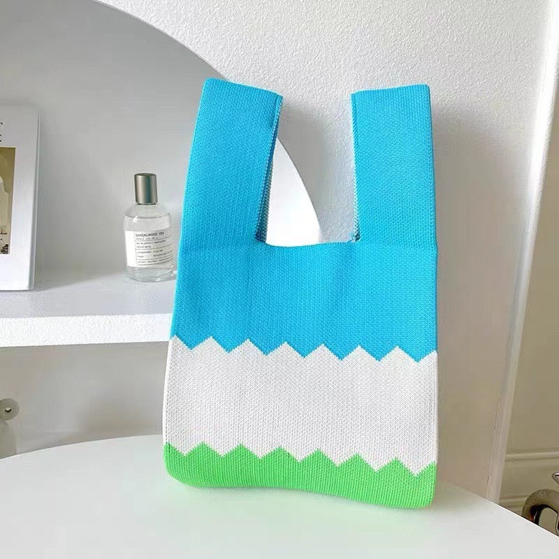 Knitted Color Vest Versatile Matching Portable Tote Bags