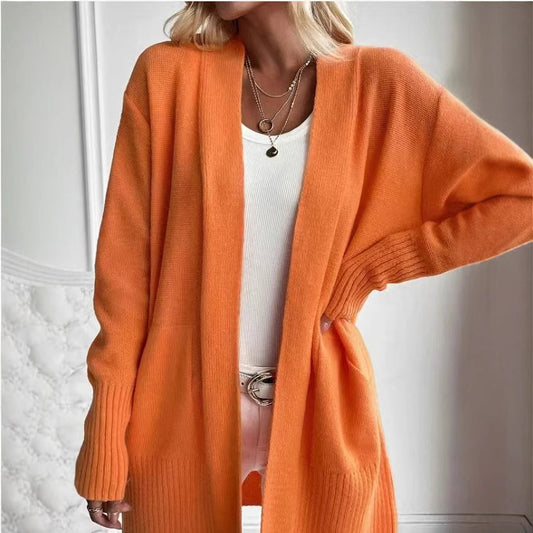Women's Solid Color Pocket Casual Simple Knitting Sweaters