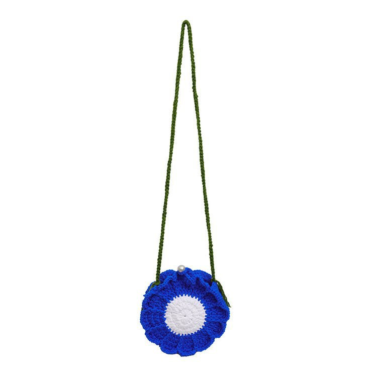 Women's Wool Crocheted Fresh Sweet Contrast Color Mobile Bags
