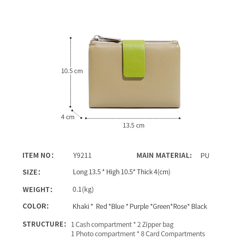 Women's Short High-grade Two Fold Multiple Slots Ladies Wallets
