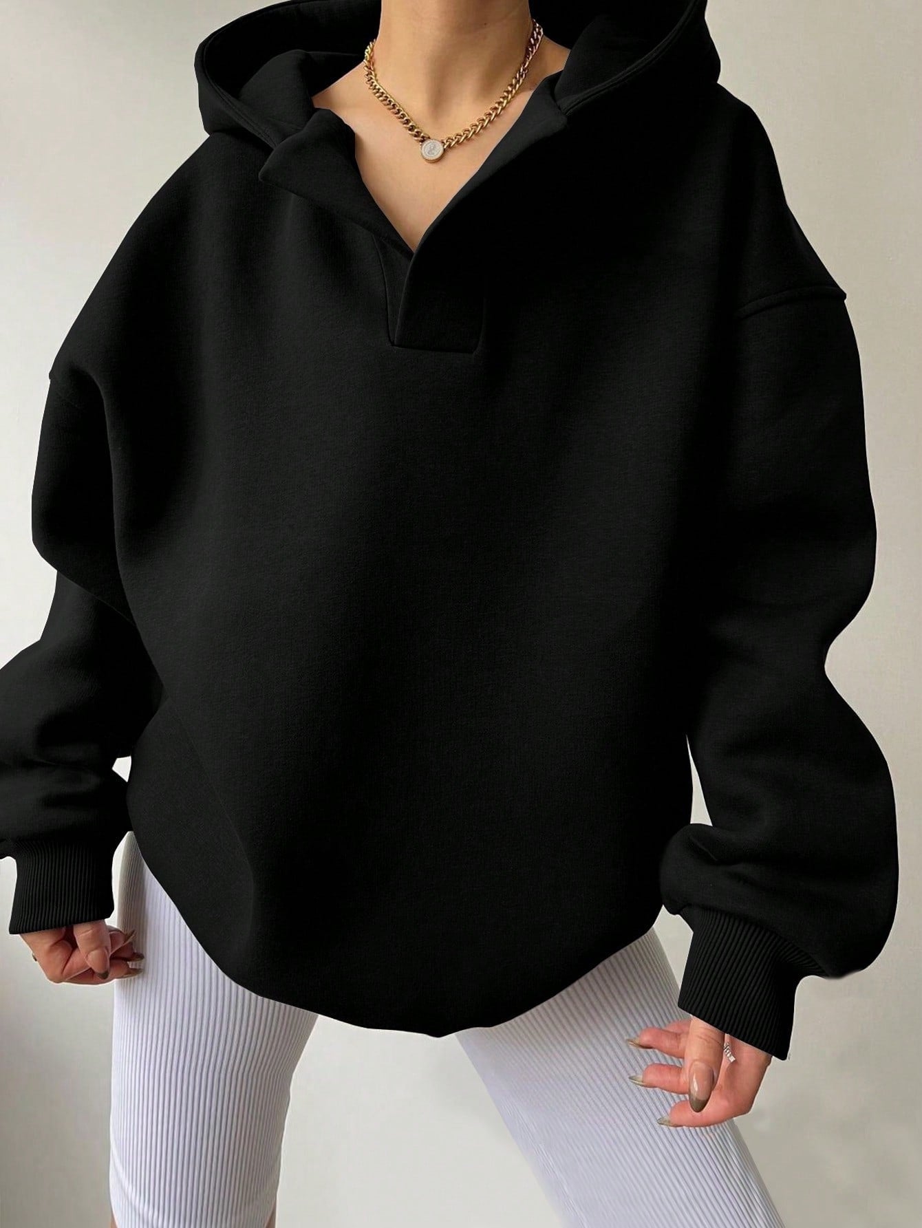 Women's Solid Color Long Sleeve Hooded Loose Women's Sweater, Sweater