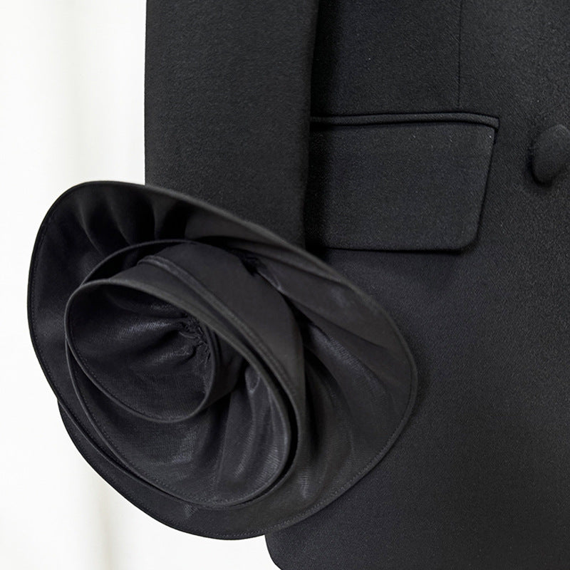 Fashion Cuff Three-dimensional Flower Decoration Double-breasted Small Suit