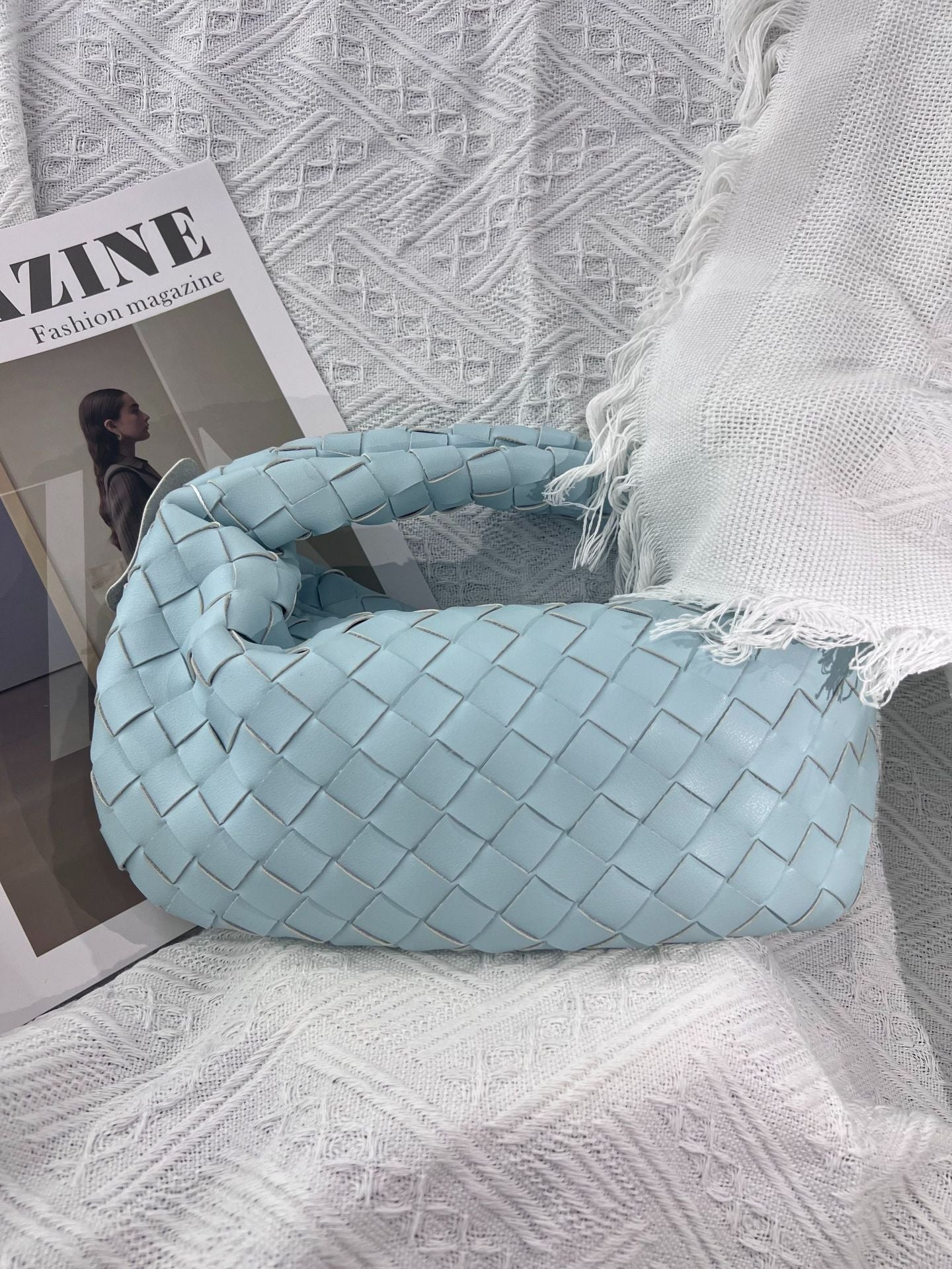 Women's Genuine Leather Woven Cowhide Knotted Handbags