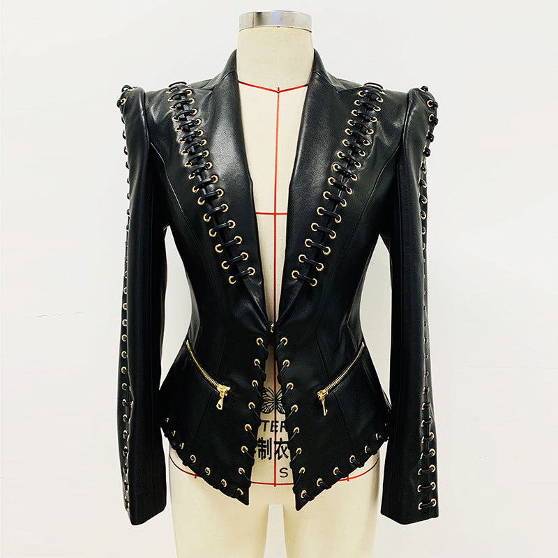 Charming Slouchy Fashion Corns Rope Leather Jackets