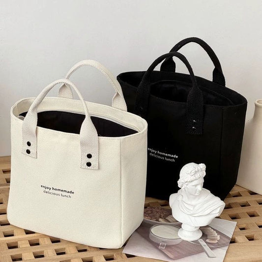 Thick Canvas Style Solid Color Portable Handbags