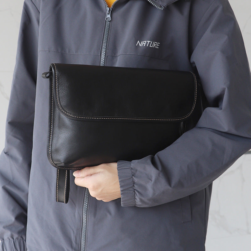 Men's Layer Cowhide Fashion Genuine Leather Trendy Men's Messenger Bags
