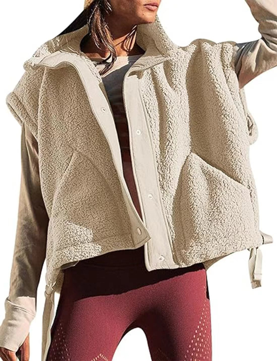 Women's Plush Sleeveless Waistcoat Warm Ladies Coats