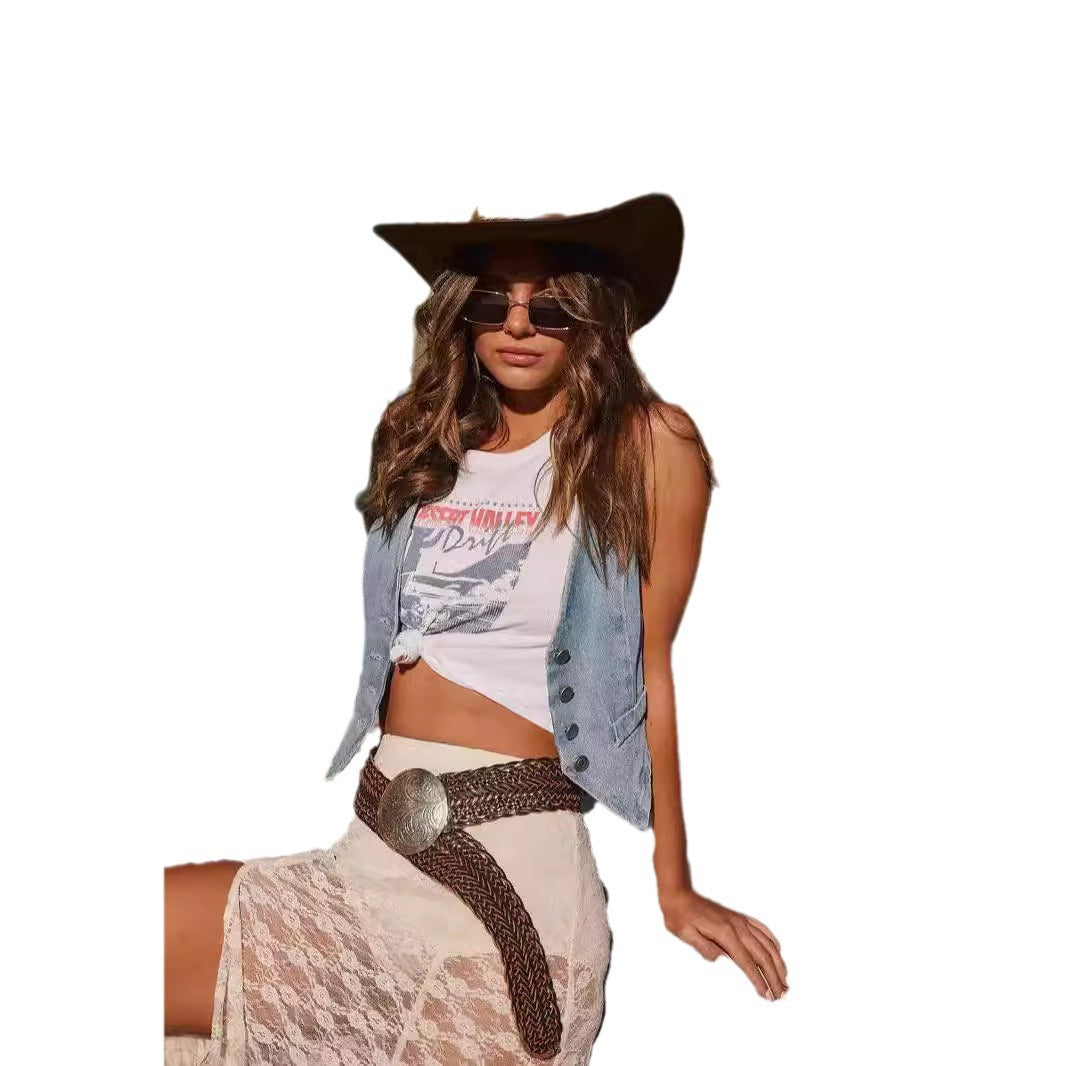 Women's Casual Retro Fashion Denim For Women's Vest