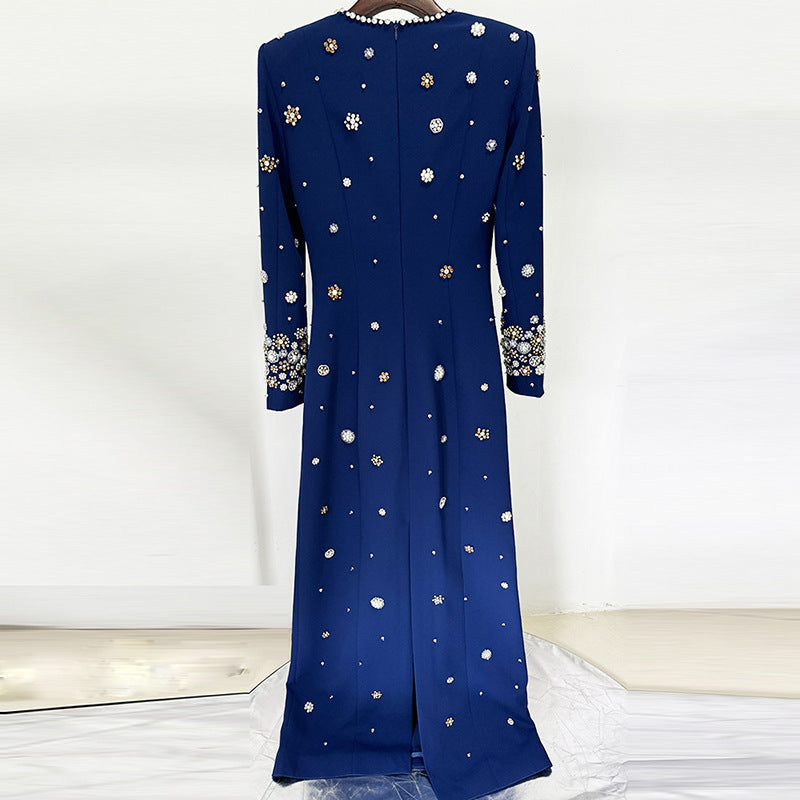 Fashion Bead Diamond Slim Long Dress Dresses
