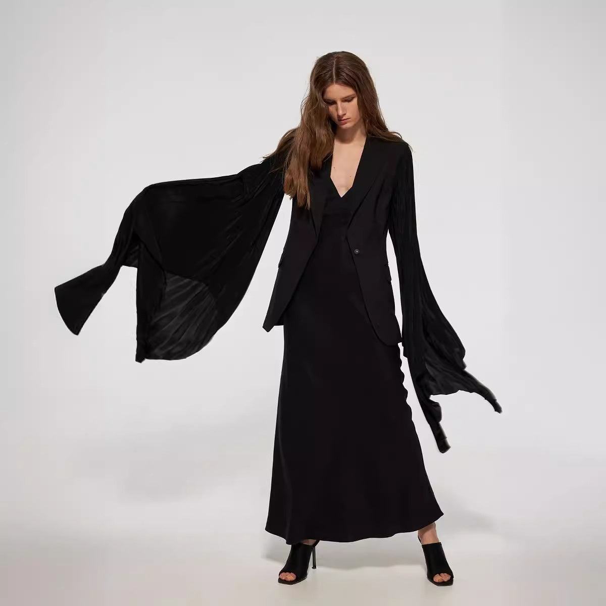 Women's Autumn Pleated Super Wide Loose Large Blazers
