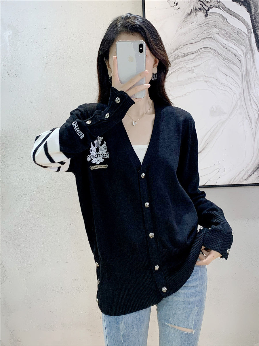 Women's College Style Four Bars Cross Fashion Knitwear