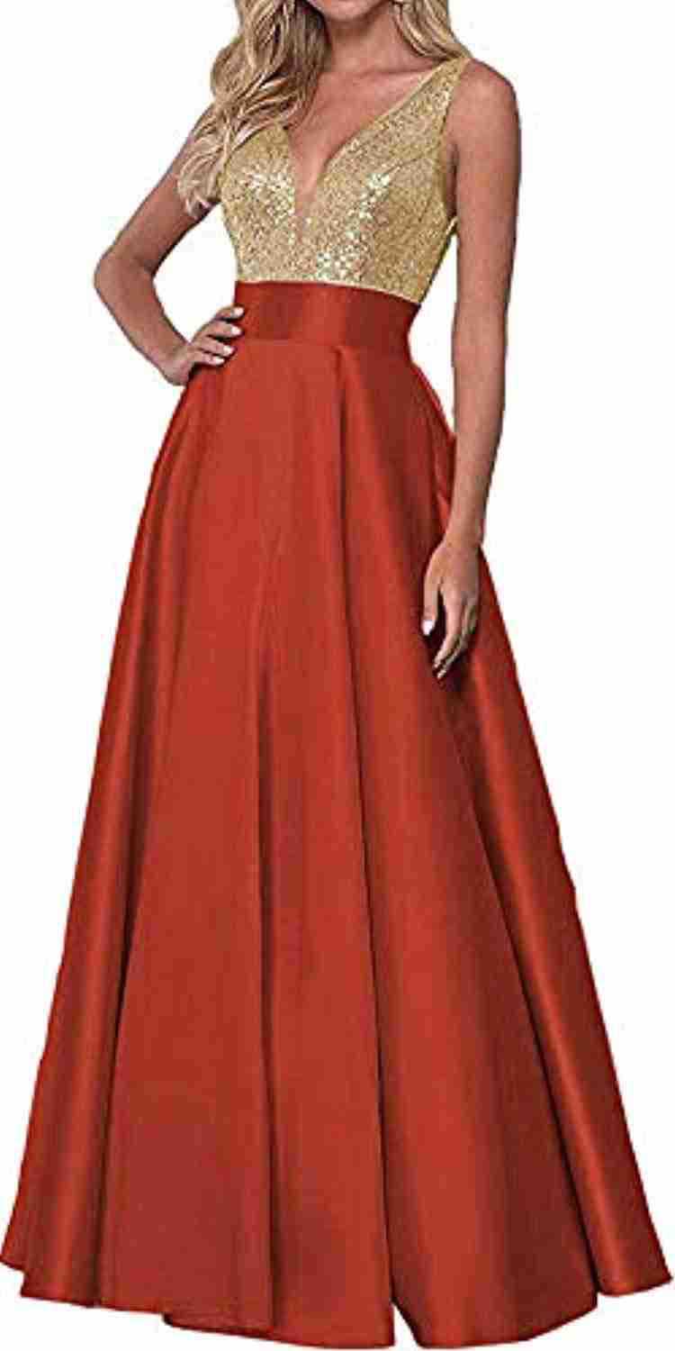Women's Sequined Rose Gold Dress Ball Gown Wedding Dresses