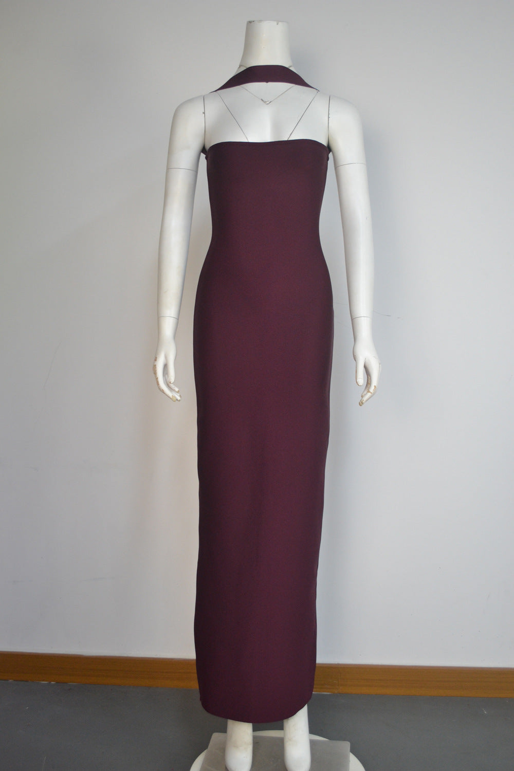 Women's Wear Halter Elastic Bandage Long Elegant Slim Fit Backless Solid Skirts