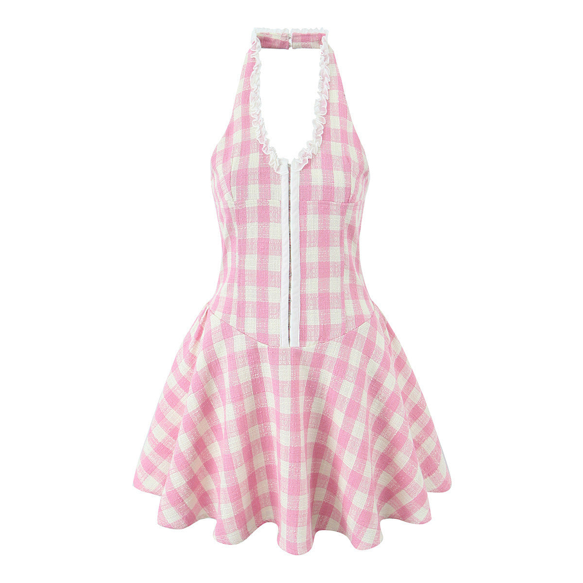 Light Luxury Pleated Deep Backless Halter Skirts