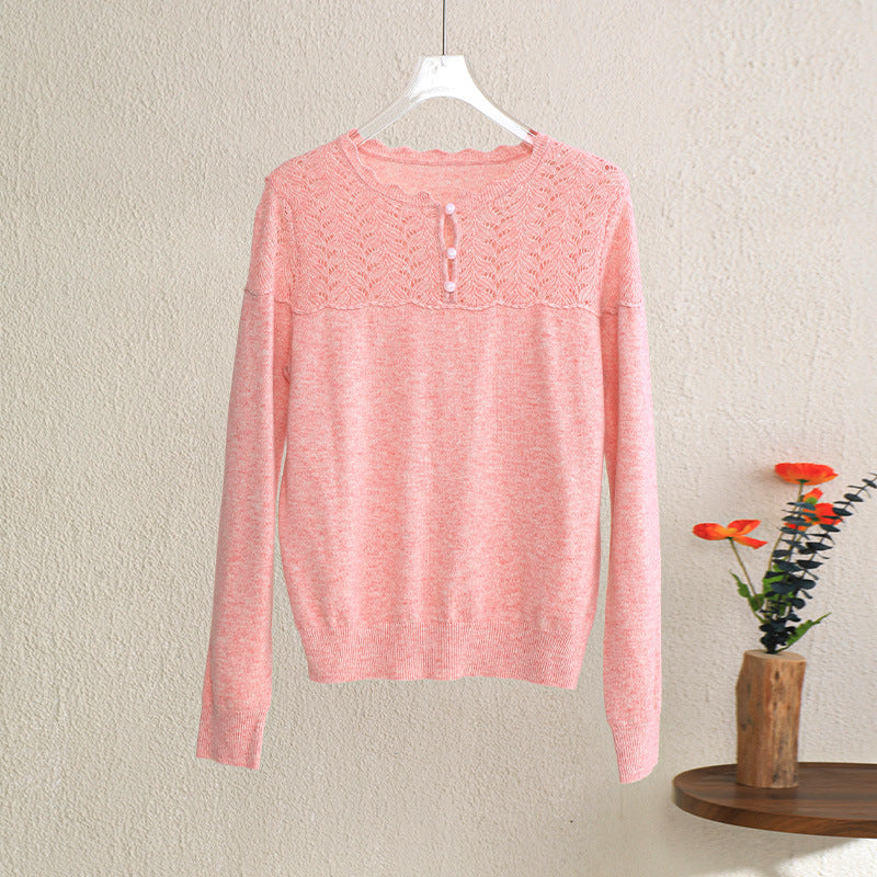 Round Neck Long Sleeve Wool Cashmere Sweaters