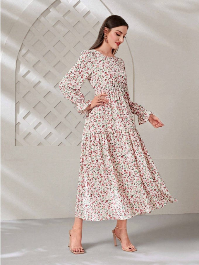 Print Daily Outdoor Round Neck Long Sleeve Dress