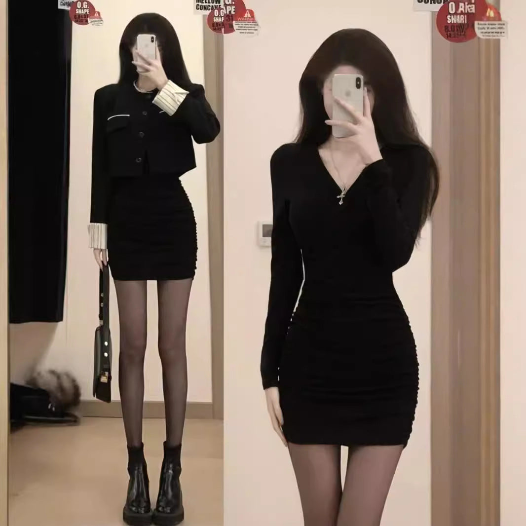 Style Pure Desire Knitted Inner Match Female Stepmother Hip Dress