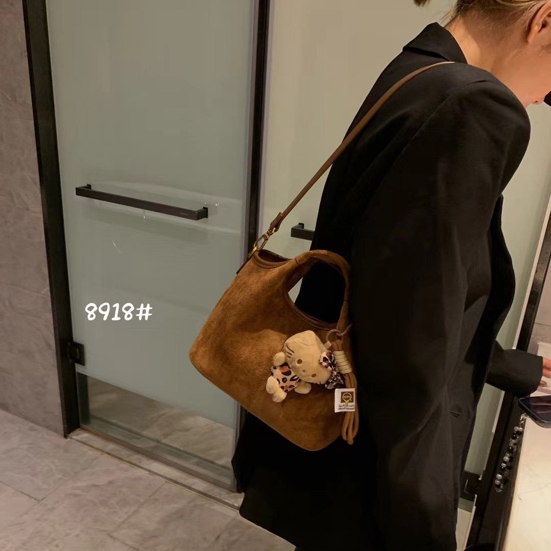 Women's Vintage Genuine Leather Suede Hand Holding Crossbody Bags