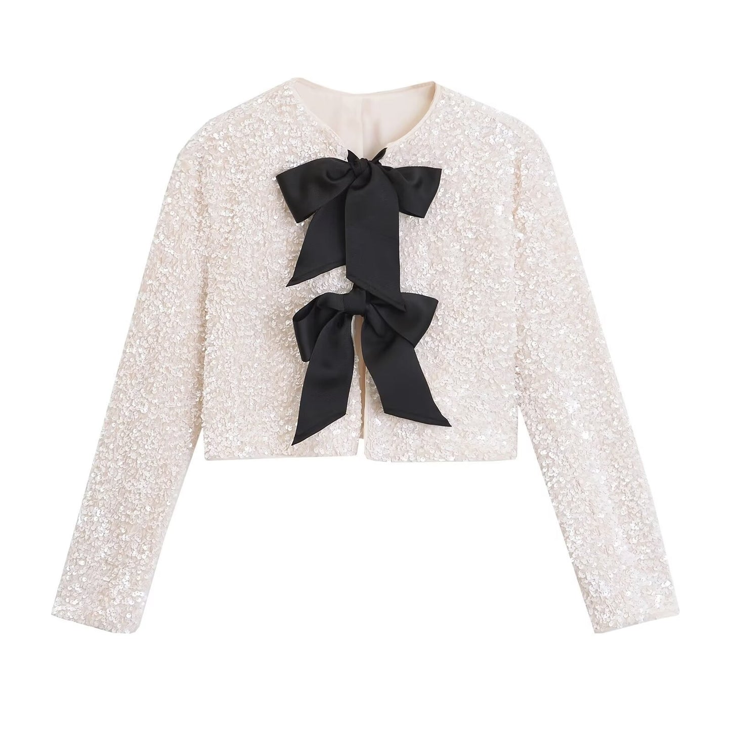 Women's Graceful Stylish Winter Bow Sequined Blouses