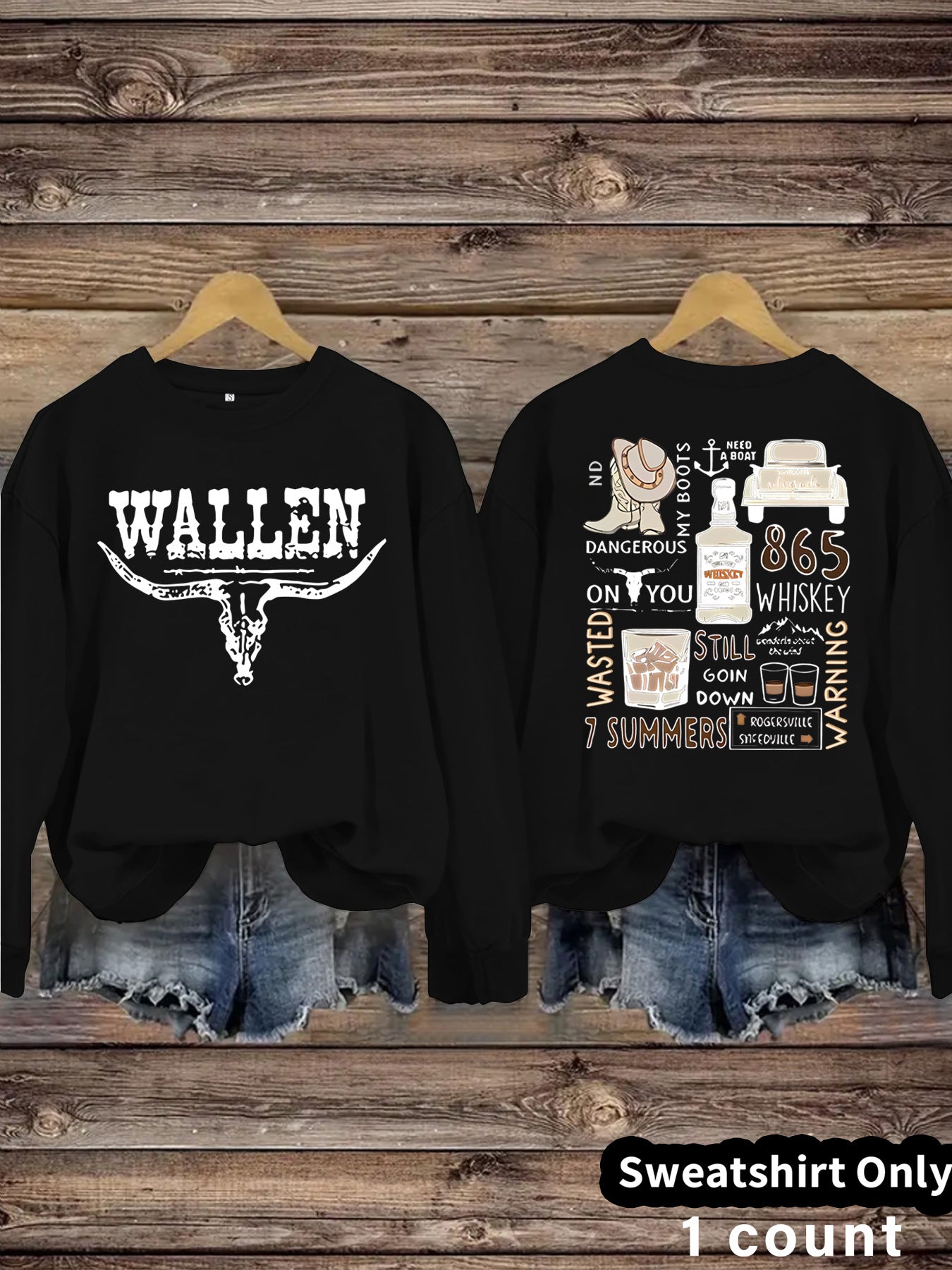 Cow Head Letter Pattern Printed Round Neck Versatile Casual Women's Sweater, Sweater