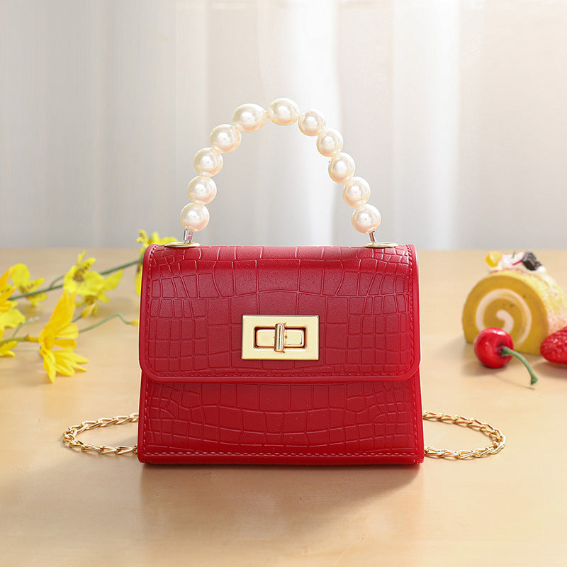 Classy Pearl Hand Crocodile Pattern Gel Shoulder Bags