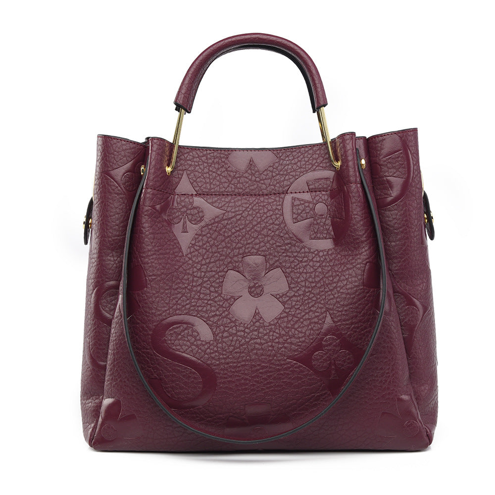 Fashion Retro Three-dimensional Embossed Female Pu Leather Large Handbags