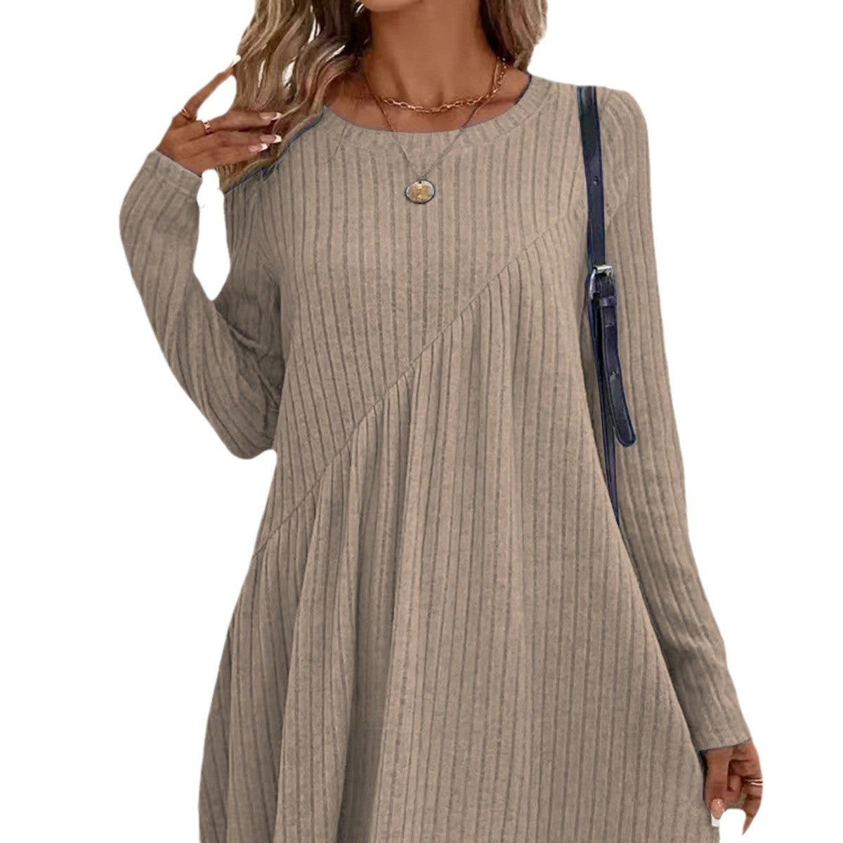 Women's Bohemian Irregular Brushed Sunken Stripe Solid Clothing