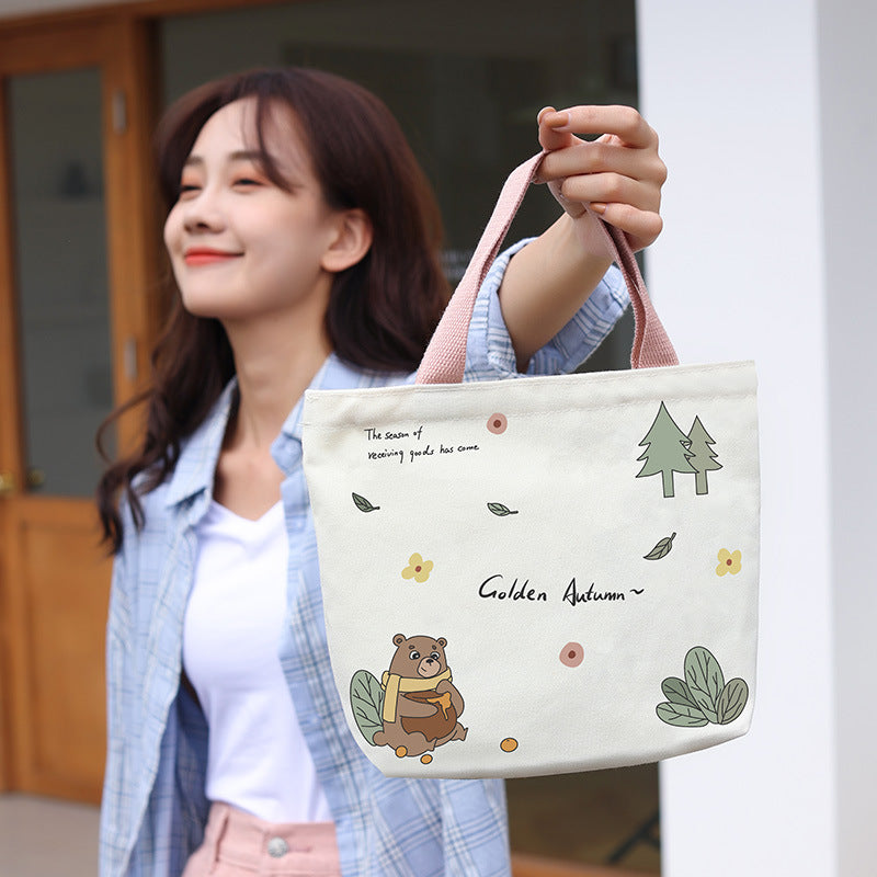 Women's Cute Cartoon Canvas Tutorial Lunch Size Handbags
