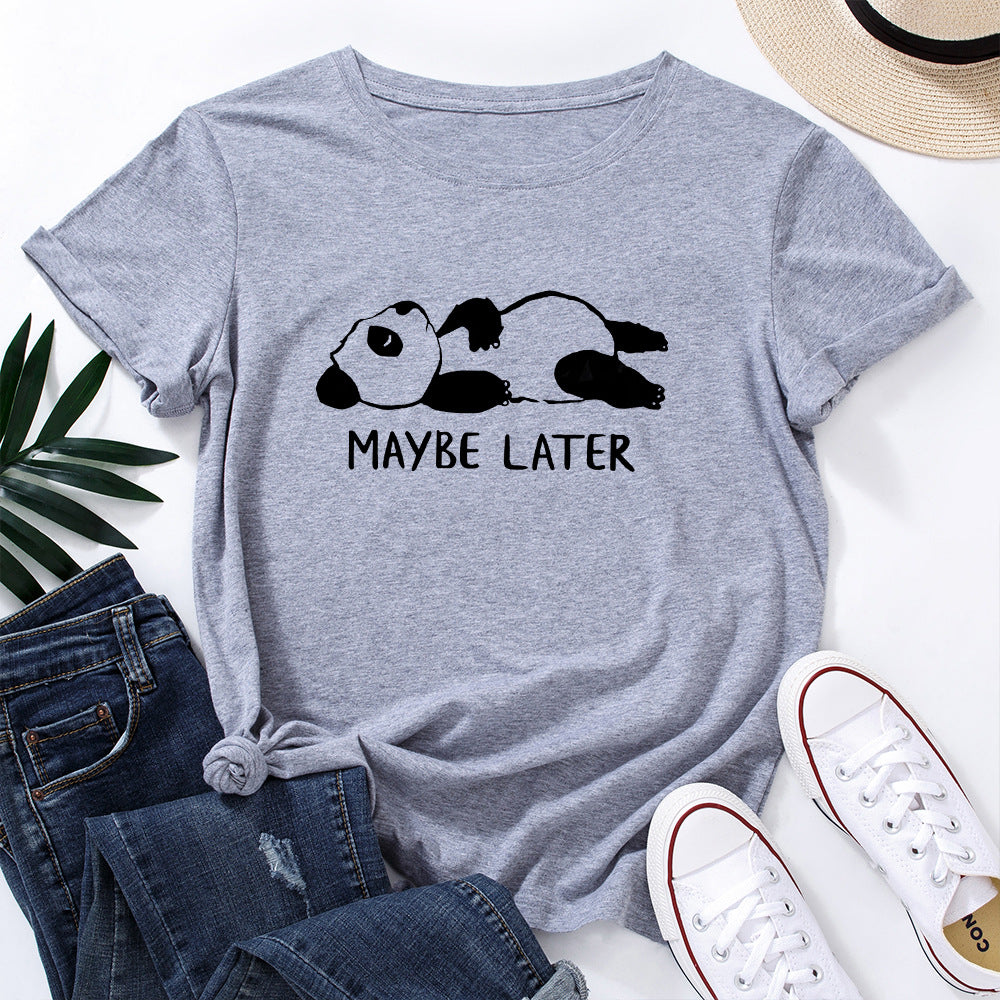 Women's Leisure Panda Printing Loose Round Neck Shorts