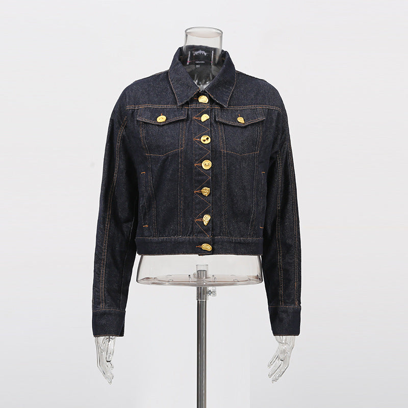 Design Denim Long-sleeved Single-breasted Line Advanced Jackets