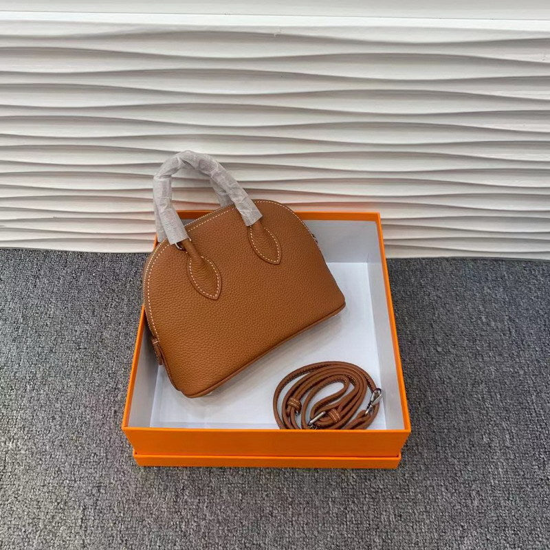 Cowhide Lychee Pattern Mini Shell Candy Color Handbags