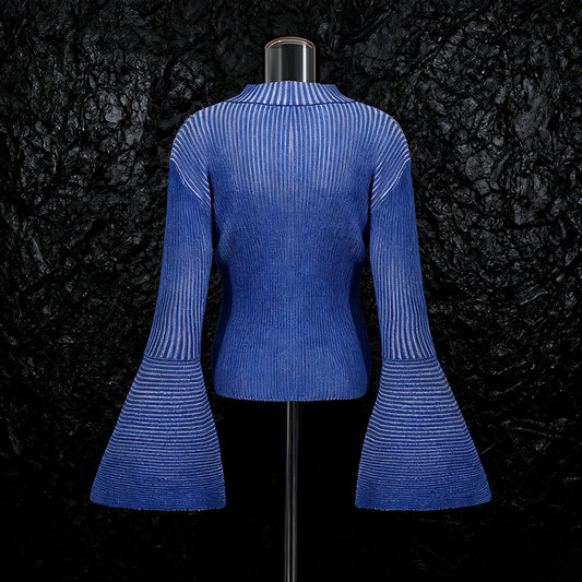 Color Round Neck Striped Design Large Sweaters
