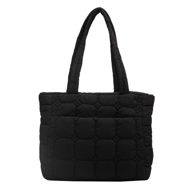 Women's Commuter Down Jacket Portable Cotton Embroidery Tote Bags