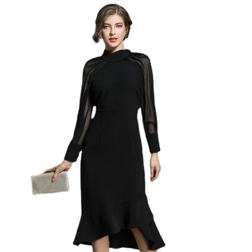Women's Stylish Temperament Long Sleeves Fishtail Slim Dresses