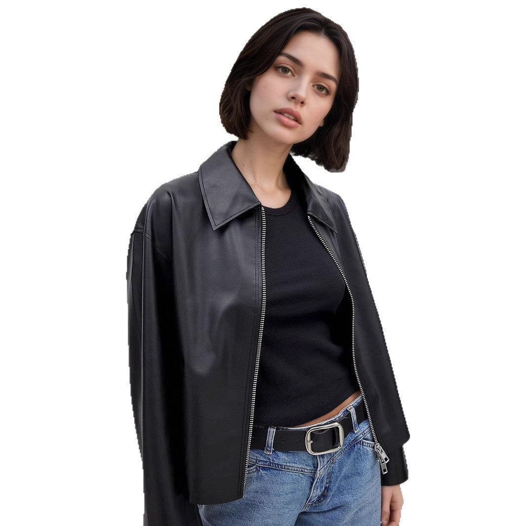 Zipper With Double Pockets Black Cropped Jackets