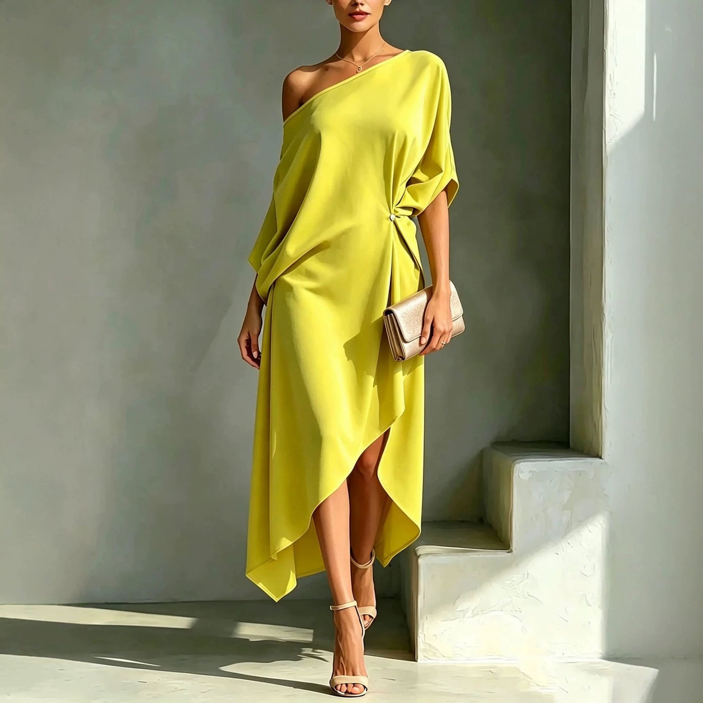 Women's Elegant Minimalist Cotton Linen Sleeveless One-piece Dress