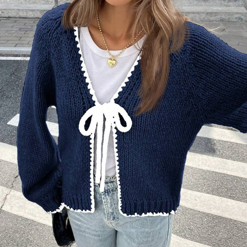 Women's Knitted Solid Color Loose Long Sleeves Knitwear