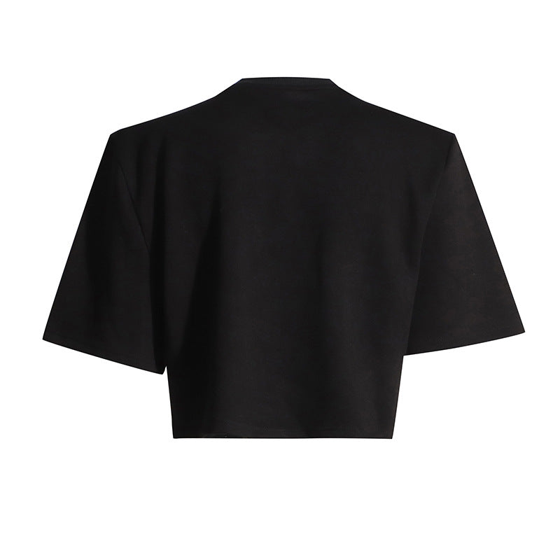 Women's Fashion Simple Rhinestone Bow Short-sleeved Summer Tide Style Women's T-shirt