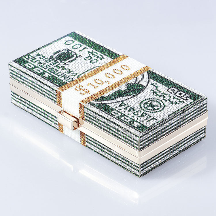 Women's Dollar Full Diamond Usd Dinner Dress Evening Bags