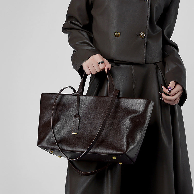 Women's Leather Underarm Cowhide Niche Retro Soft Bags
