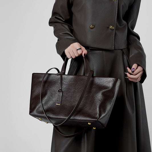 Women's Leather Underarm Cowhide Niche Retro Soft Bags