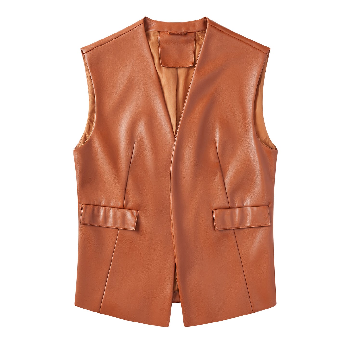 Women's Popular Sleeveless Leather Waistcoat Loose Vests