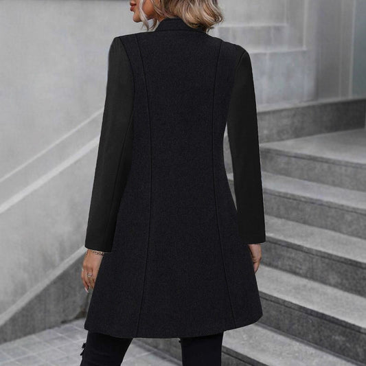 Women's Elegant Mid-length Lapel Slimming Solid Color Jackets