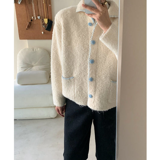 Women's Lapel Sweet Knitted Wear Korean Style Sweaters