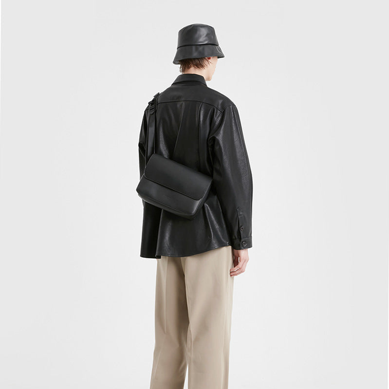 Women's Unisex Style Composite Cover Postman Soft Leather Crossbody Bags