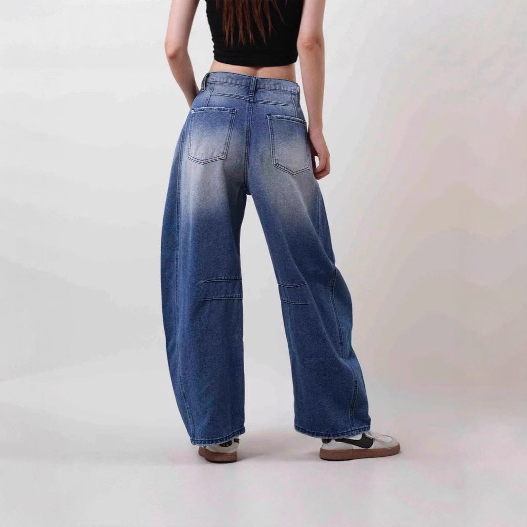 Women's Loose Hole Vintage Denim Trousers Jeans