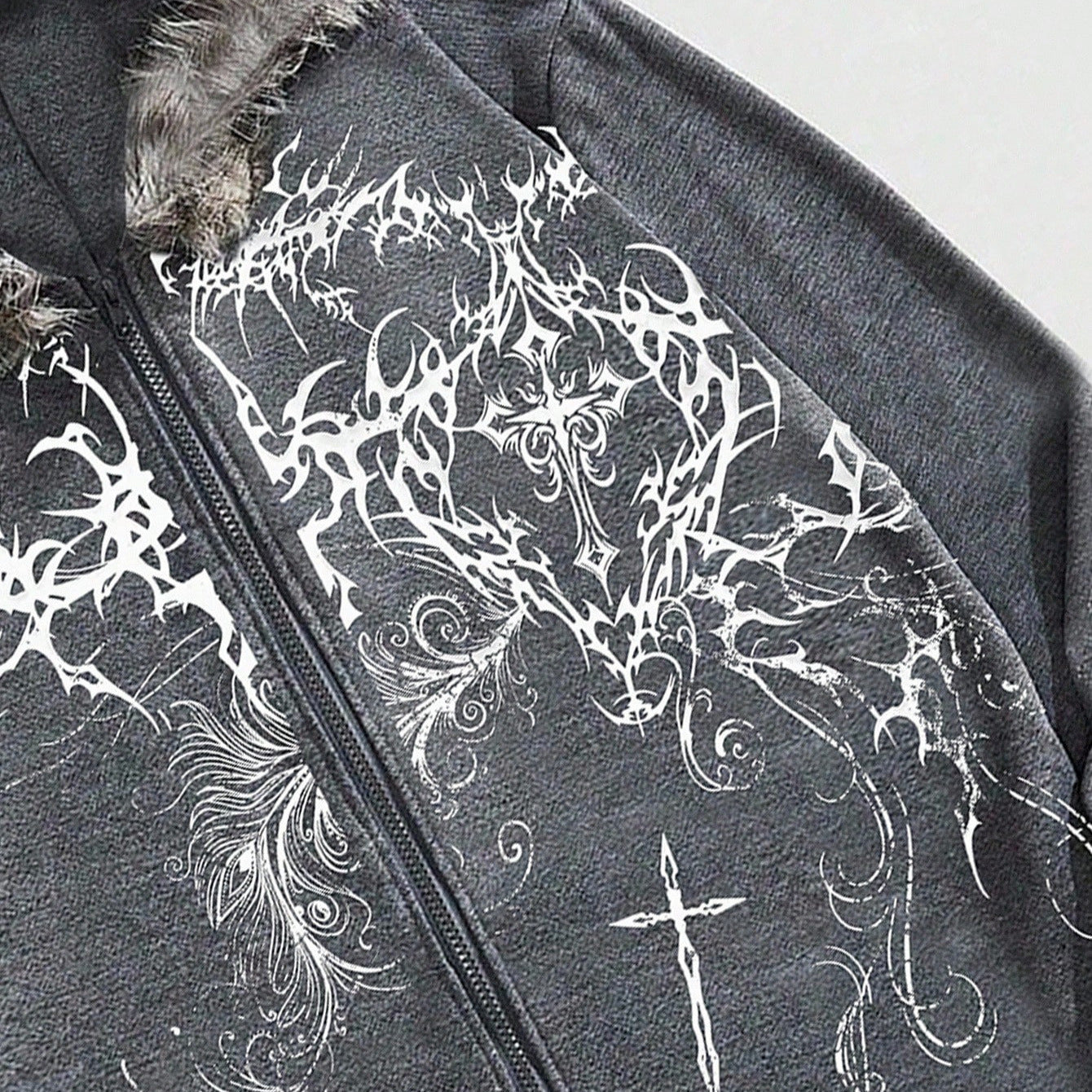 Vintage Cross Printed Long Sleeve Loose Sweaters